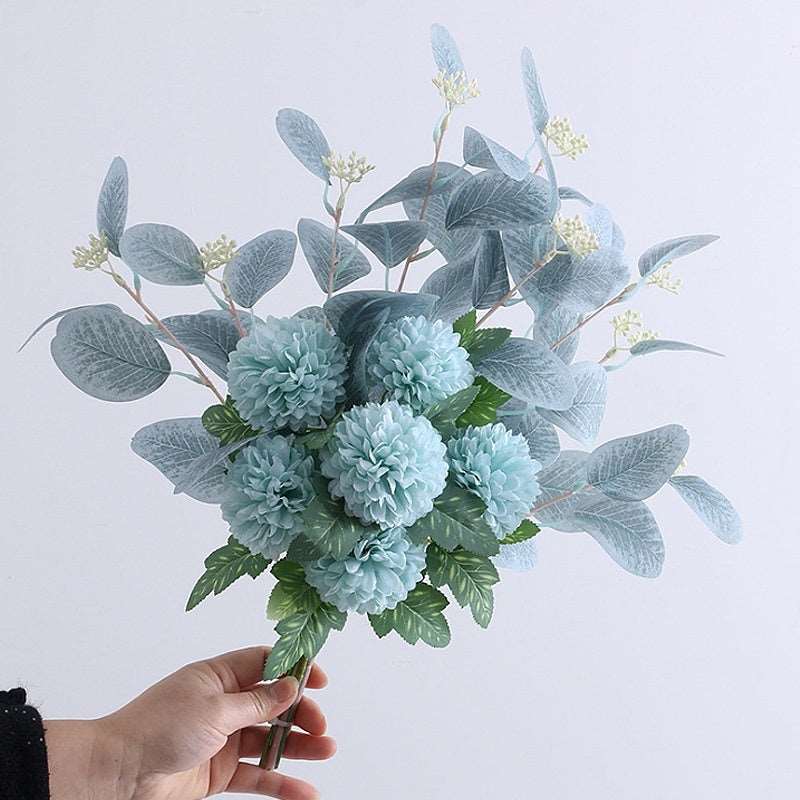 Essential Eucalyptus Leaves Chrysanthemum Multi-color Artificial Flower Bouquet - ChoreGirl