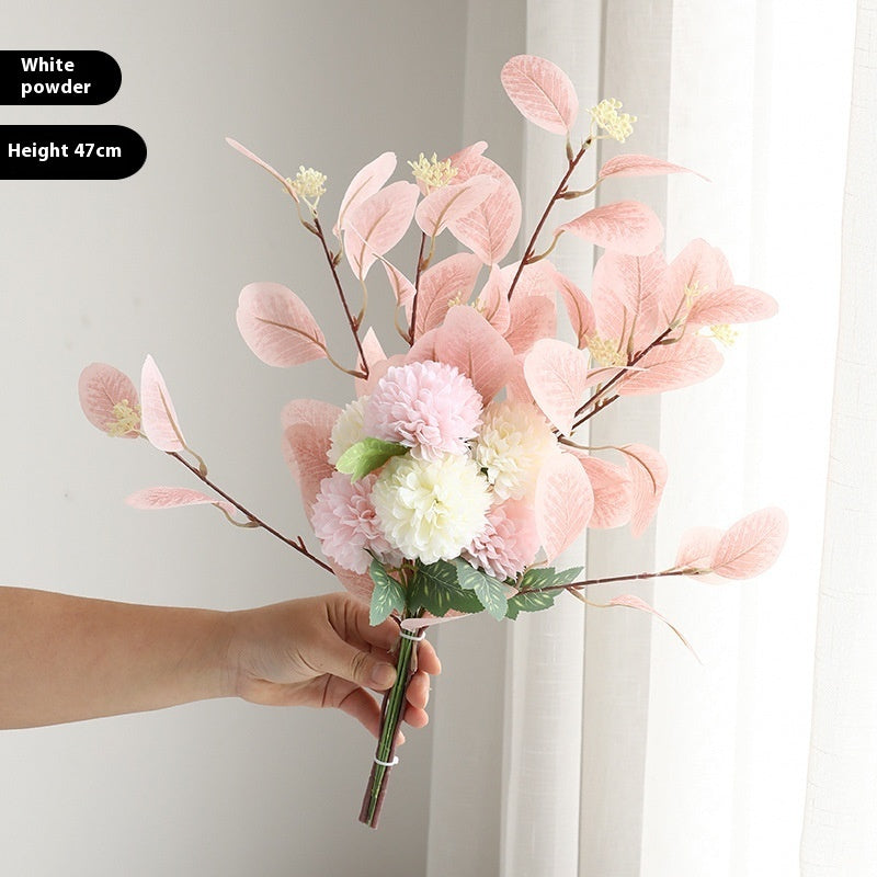 Essential Eucalyptus Leaves Chrysanthemum Multi-color Artificial Flower Bouquet - ChoreGirl