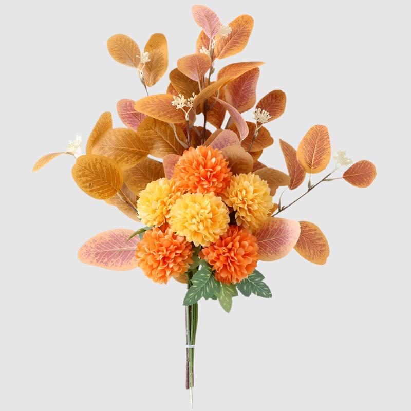 Essential Eucalyptus Leaves Chrysanthemum Multi-color Artificial Flower Bouquet - ChoreGirl