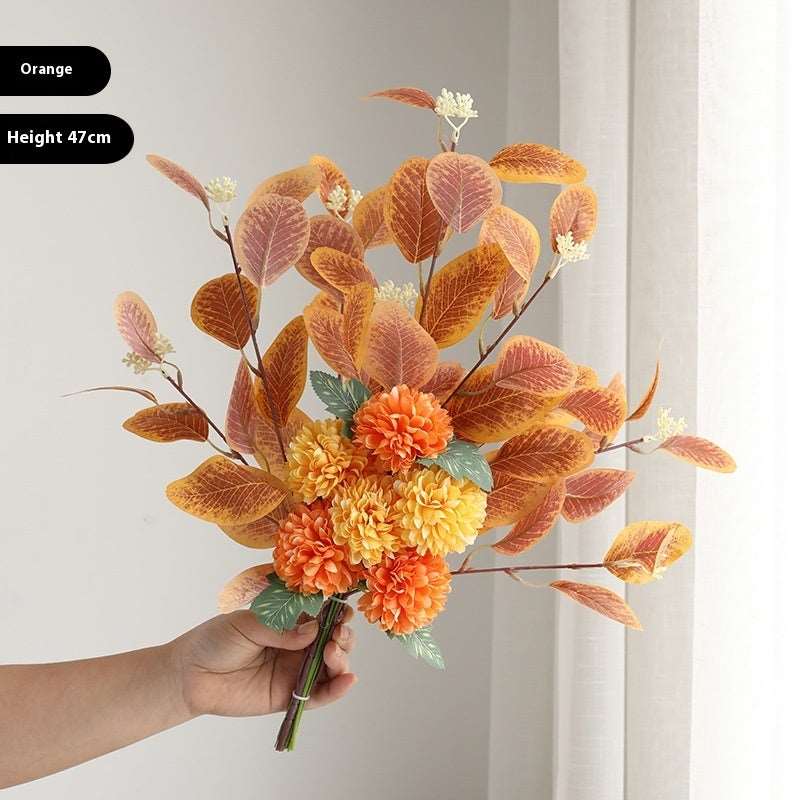 Essential Eucalyptus Leaves Chrysanthemum Multi-color Artificial Flower Bouquet - ChoreGirl