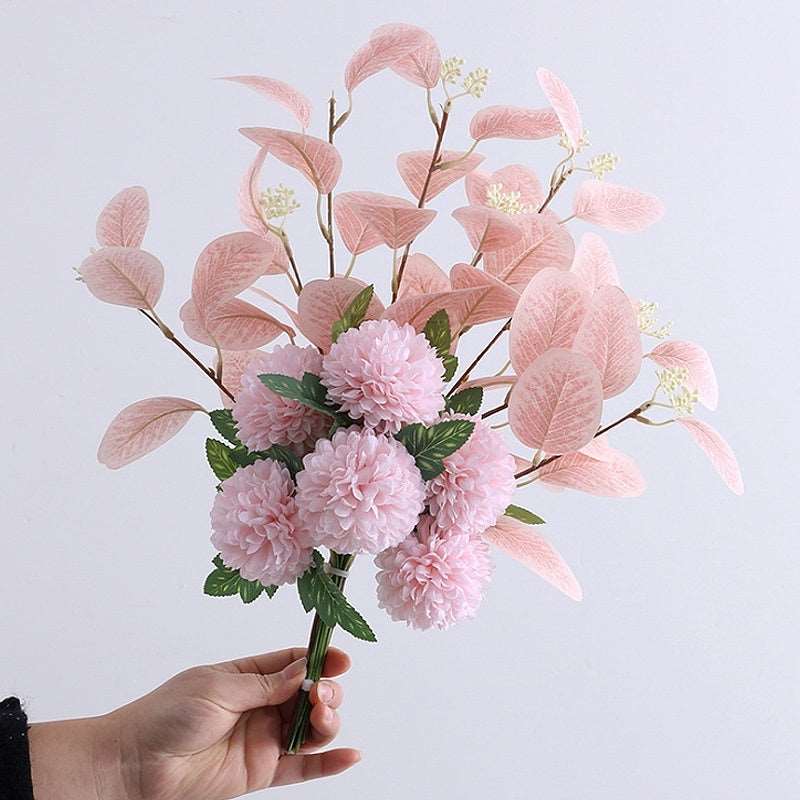 Essential Eucalyptus Leaves Chrysanthemum Multi-color Artificial Flower Bouquet - ChoreGirl