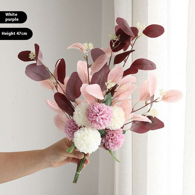 Essential Eucalyptus Leaves Chrysanthemum Multi-color Artificial Flower Bouquet - ChoreGirl