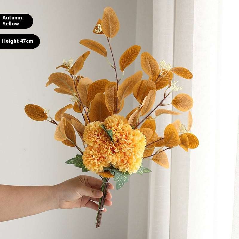 Essential Eucalyptus Leaves Chrysanthemum Multi-color Artificial Flower Bouquet - ChoreGirl
