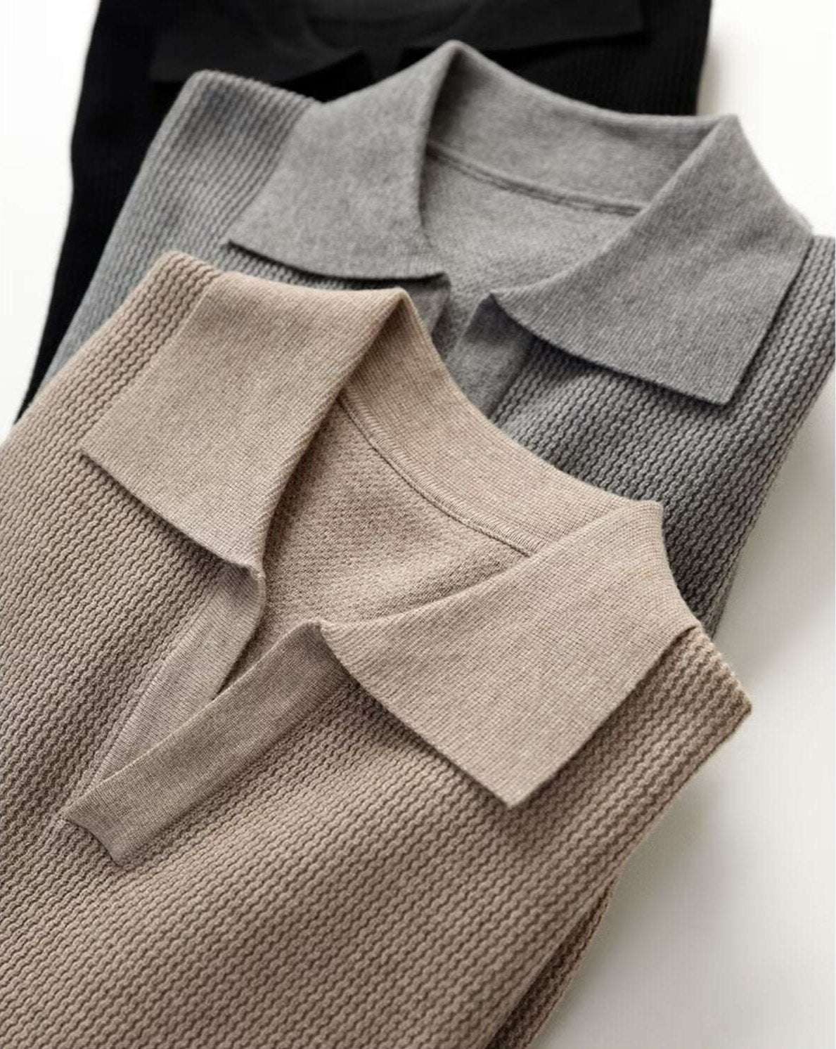 Men's Solid Color Loose Long Sleeves Polo Sweater