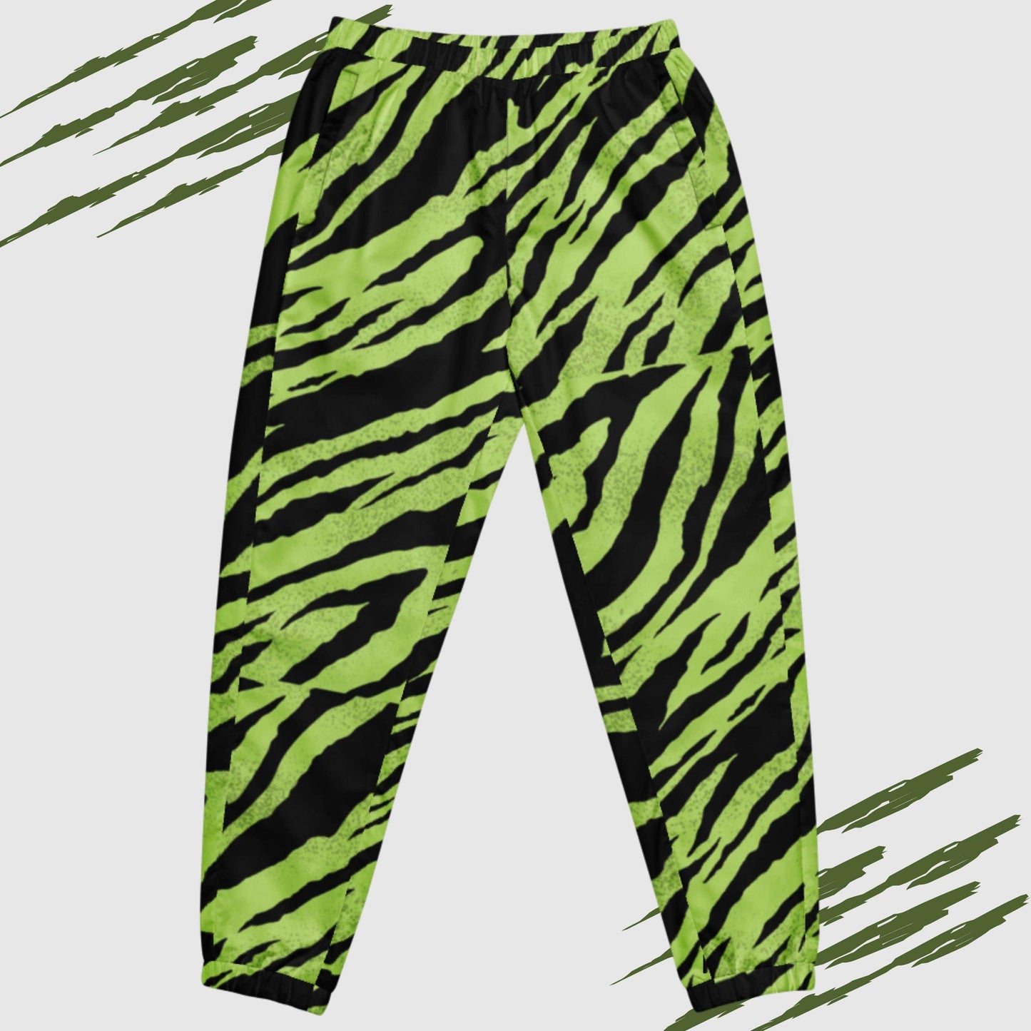 Custom Unisex Green Tiger Pattern Track Pants | PERSONALIZED - ChoreGirl
