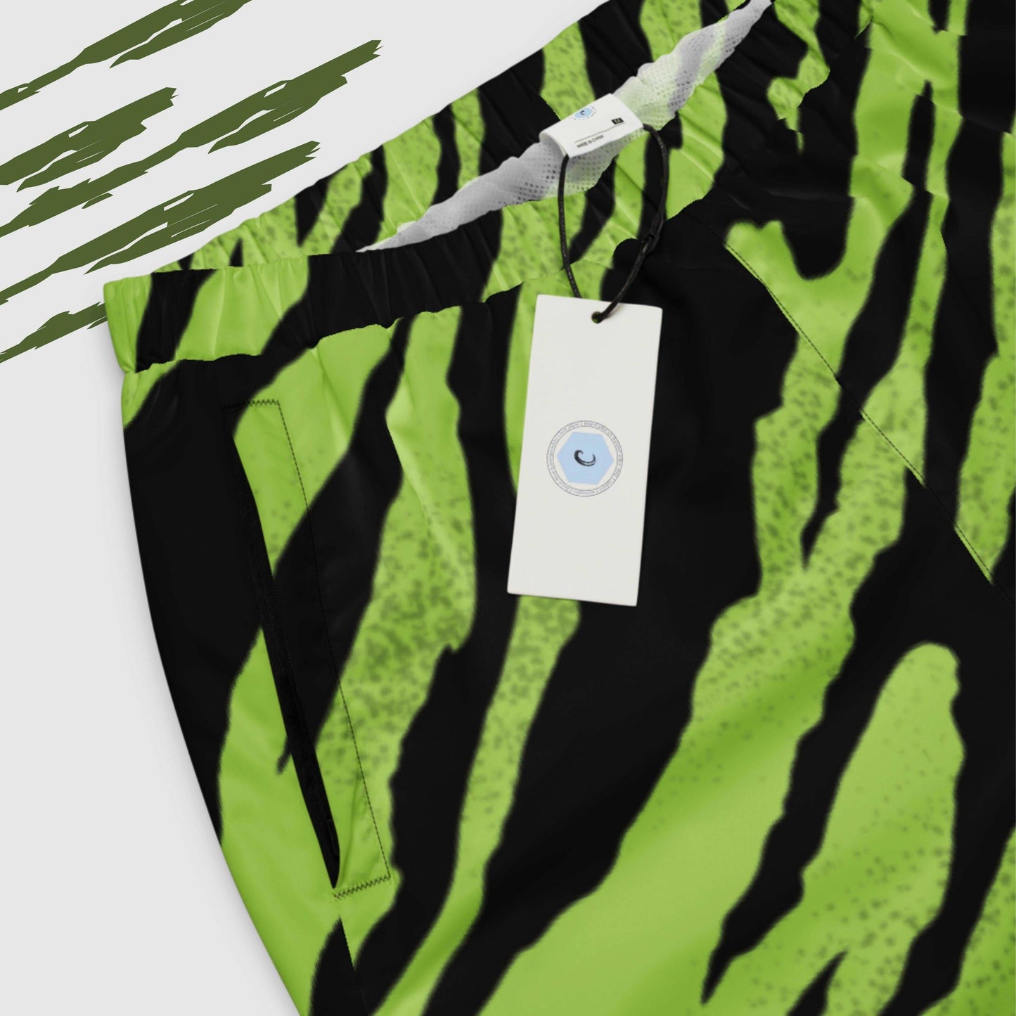 Custom Unisex Green Tiger Pattern Track Pants | PERSONALIZED - ChoreGirl