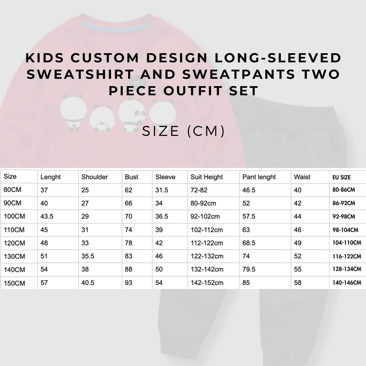 Kids Custom Design Long-sleeved Sweatshirt and Sweatpants Two piece Outfit Set | PERSONALIZED - ChoreGirl