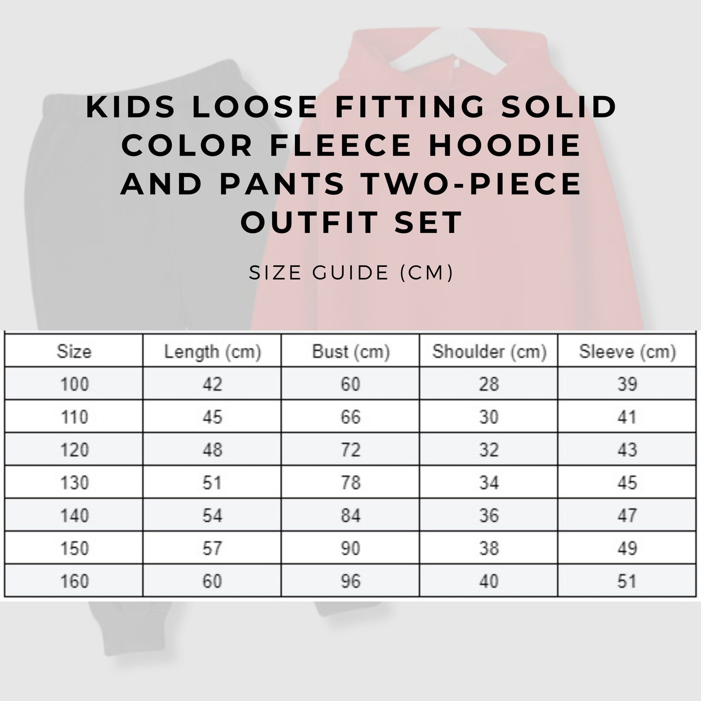 Kids Custom Design Loose Fitting Solid Color Fleece Hoodie and Pants Two-piece Outfit Set | PERSONALIZED - ChoreGirl