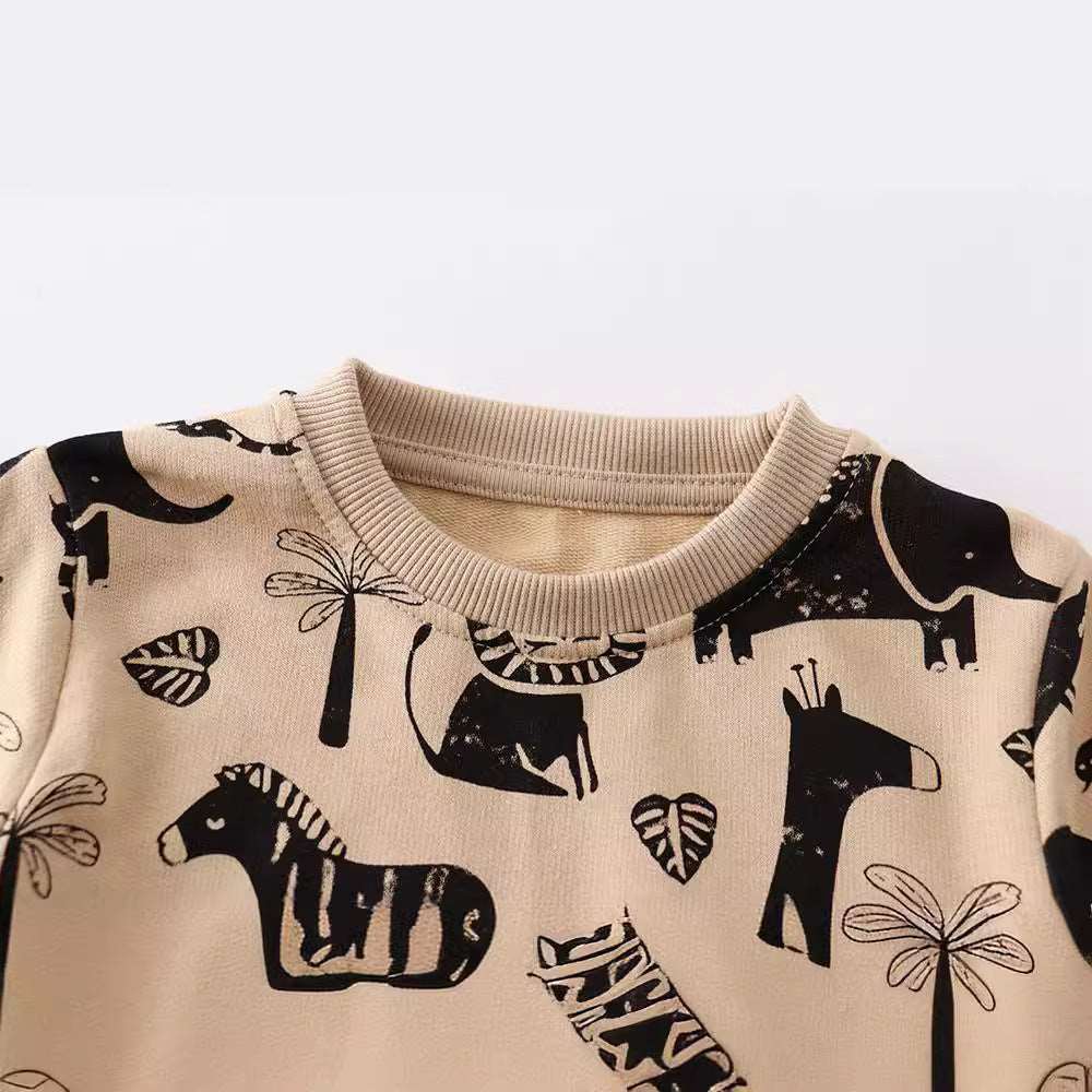 Kids Cotton Long Sleeve Animal Print Sweatshirt - ChoreGirl