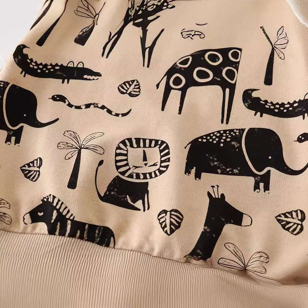 Kids Cotton Long Sleeve Animal Print Sweatshirt - ChoreGirl