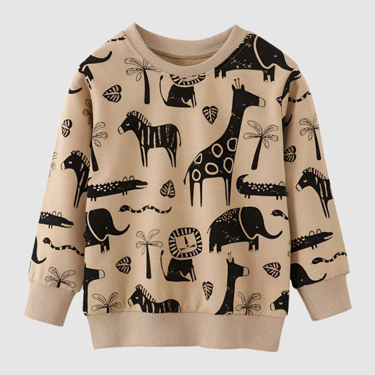 Kids Cotton Long Sleeve Animal Print Sweatshirt - ChoreGirl