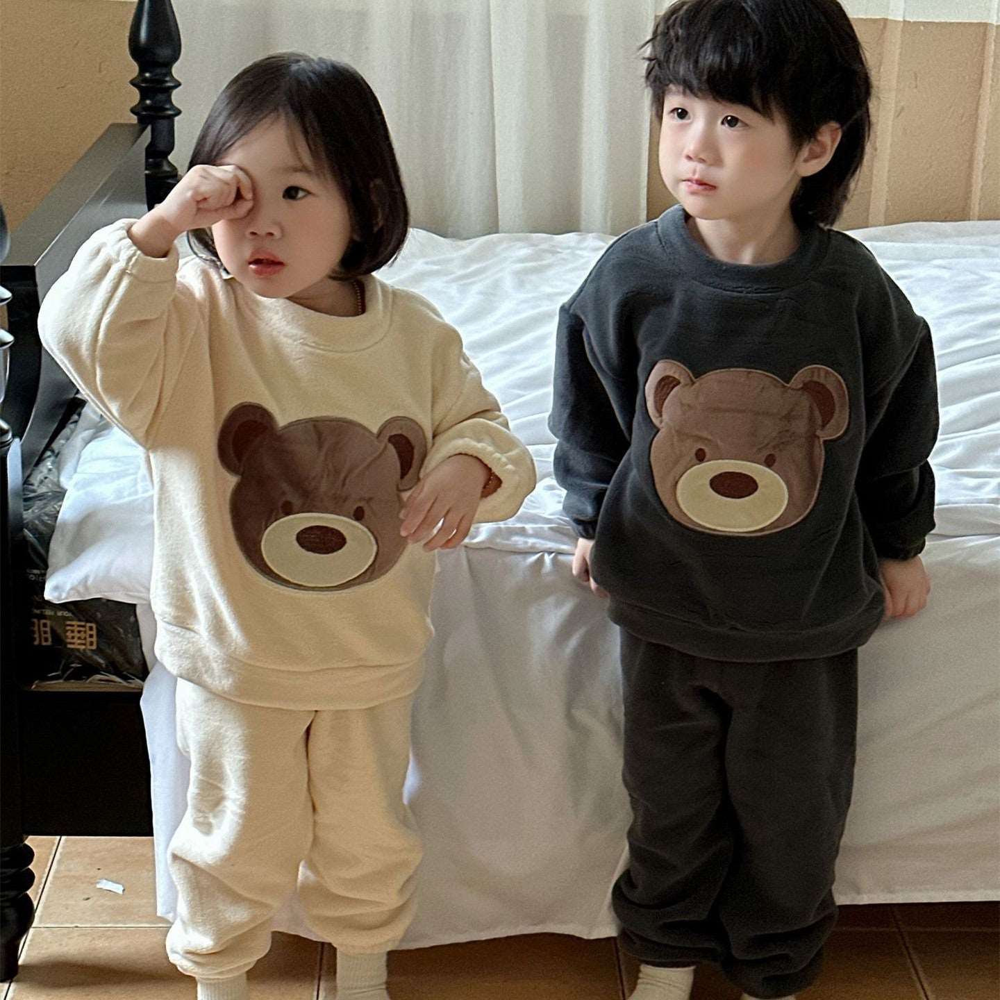Kids Cute Teddy Warm Loungewear Outfit Set - ChoreGirl