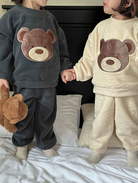 Kids Cute Teddy Warm Loungewear Outfit Set - ChoreGirl