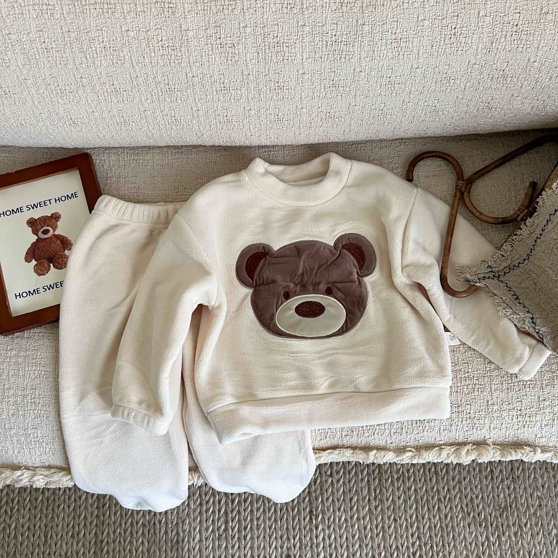 Kids Cute Teddy Warm Loungewear Outfit Set - ChoreGirl