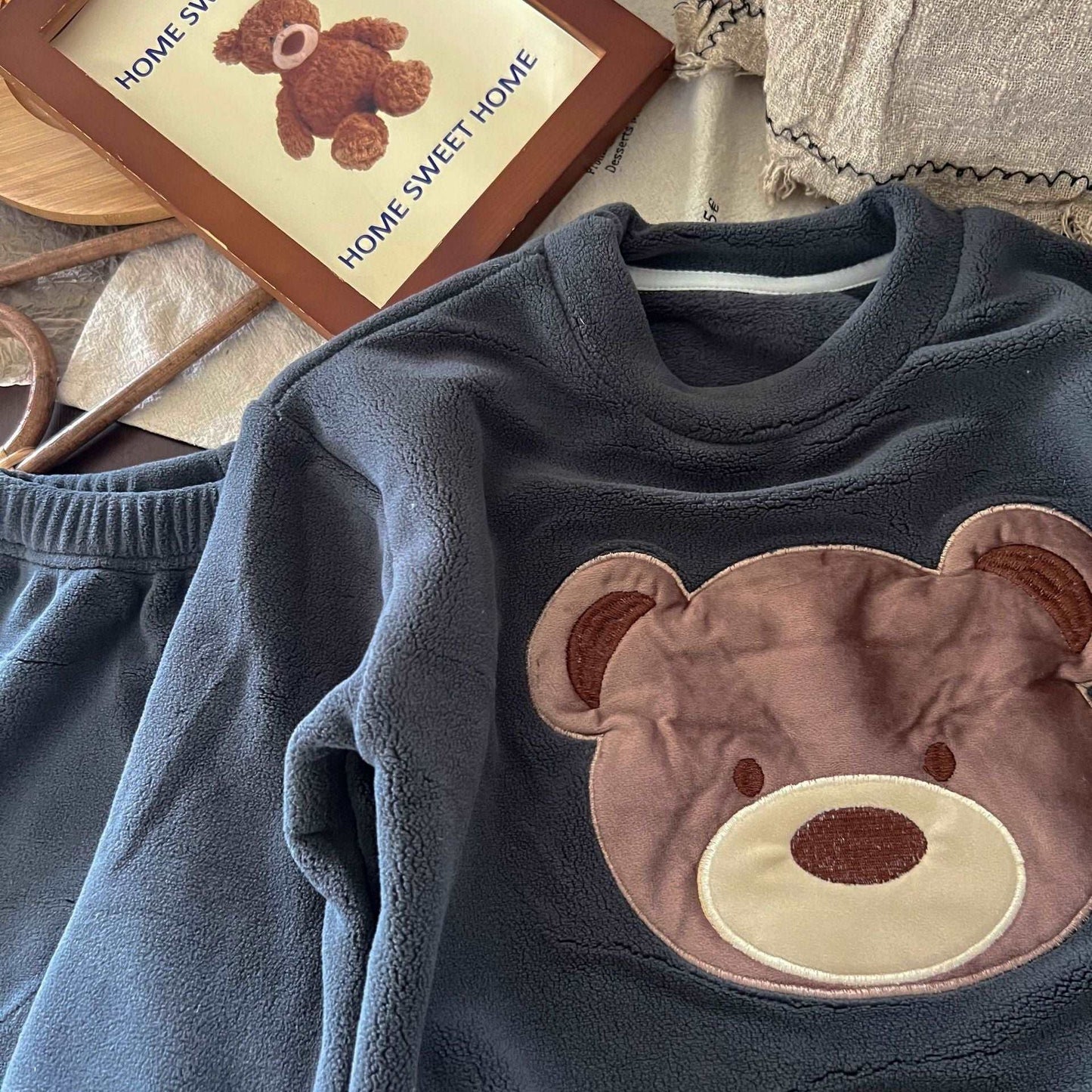 Kids Cute Teddy Warm Loungewear Outfit Set - ChoreGirl