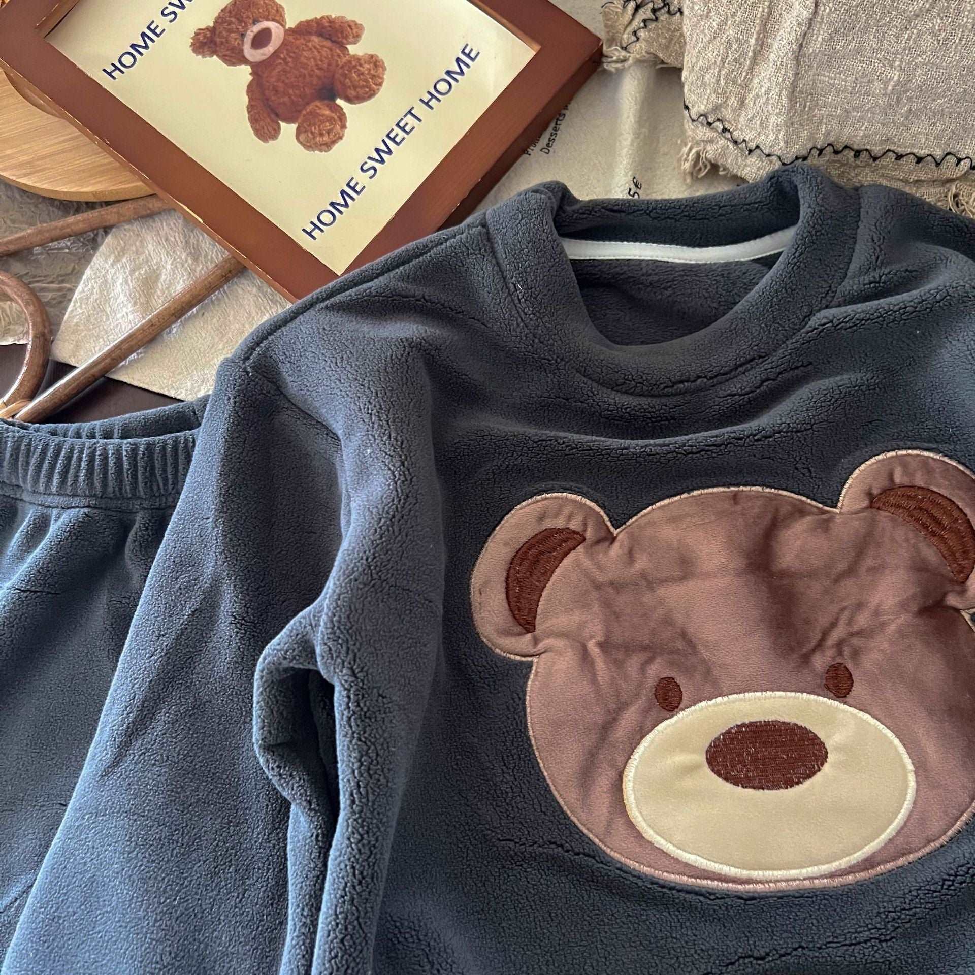 Kids Cute Teddy Warm Loungewear Outfit Set - ChoreGirl