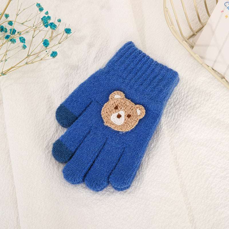 Kids Five Finger Knitted Wool Gloves