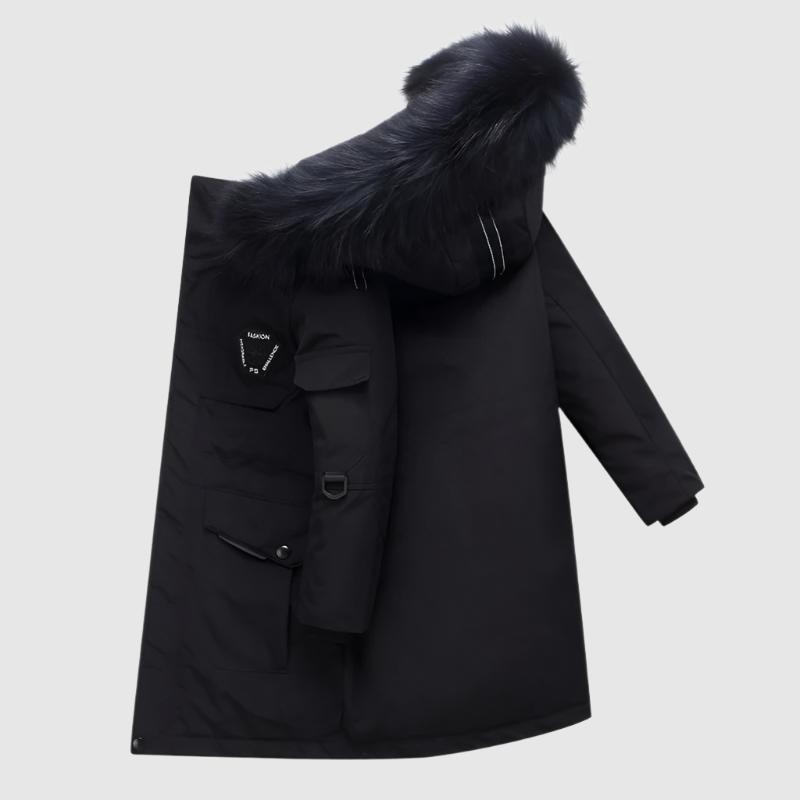 Kids Mid-length Thick Down Coat with Fur - ChoreGirl