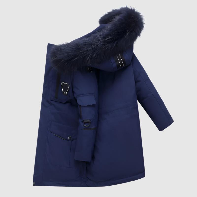 Kids Mid-length Thick Down Coat with Fur - ChoreGirl