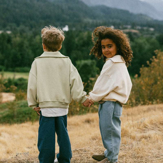 Kids Nordic Style Cotton Sweatshirt with a Zipper - ChoreGirl