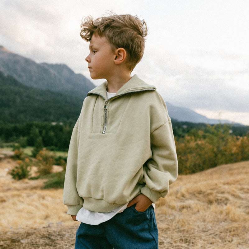 Kids Nordic Style Cotton Sweatshirt with a Zipper - ChoreGirl
