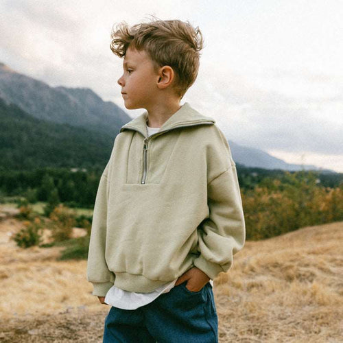 Kids Nordic Style Cotton Sweatshirt with a Zipper - ChoreGirl