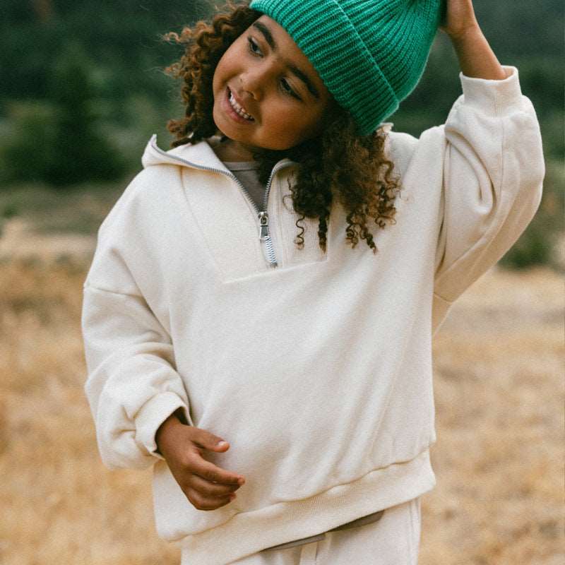 Kids Nordic Style Cotton Sweatshirt with a Zipper - ChoreGirl