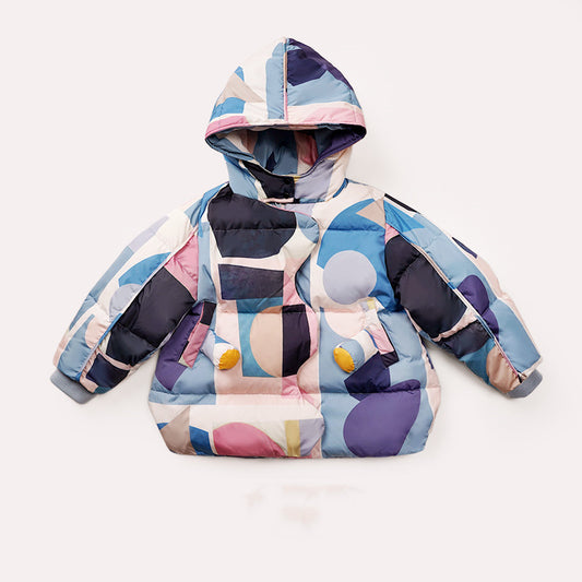 Kids Thick Mid-length Colorful Down Coat - ChoreGirl