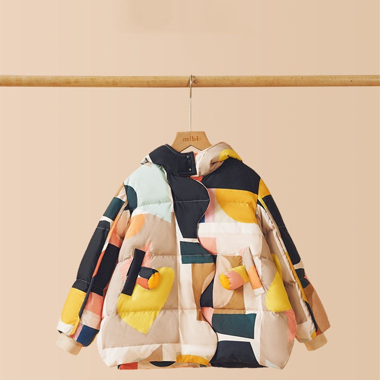 Kids Thick Mid-length Colorful Down Coat - ChoreGirl
