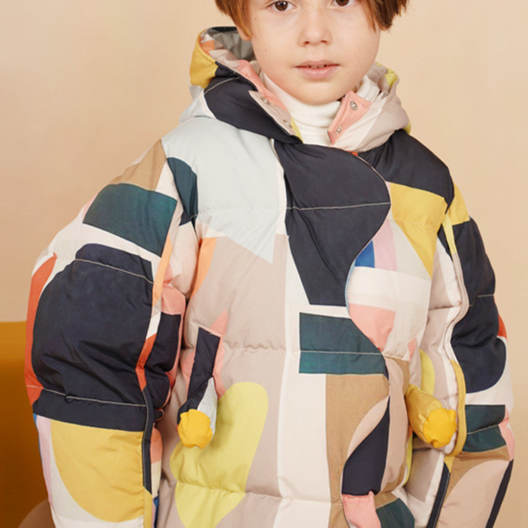 Kids Thick Mid-length Colorful Down Coat - ChoreGirl
