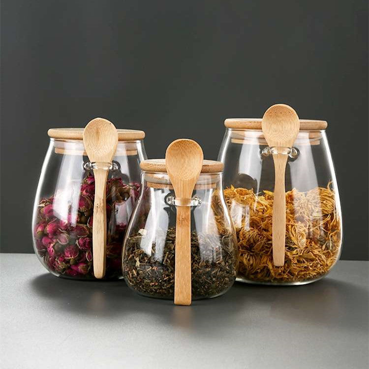 Large Capacity Transparent Glass Sealed Storage Jar with Spoon - ChoreGirl
