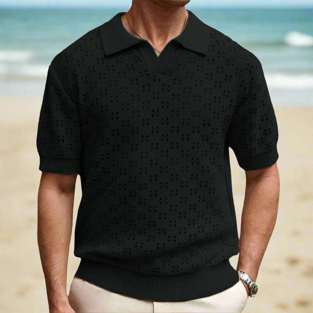 Men's Casual Dovetail Collar Tencel Polo Shirt - ChoreGirl