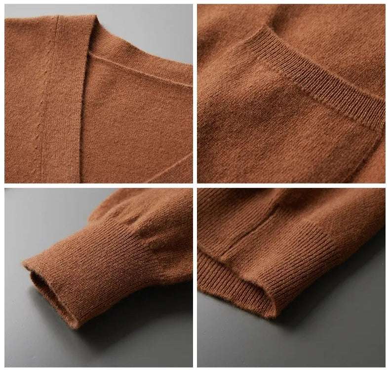 Men's Casual V-neck Wool Knit Cardigan - ChoreGirl