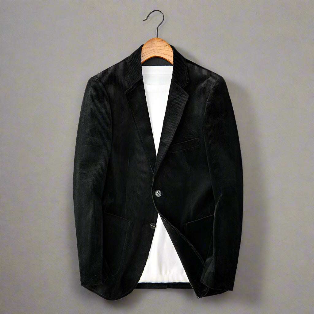 Men's Corduroy Thick Bold Stripes Suit Jacket - ChoreGirl