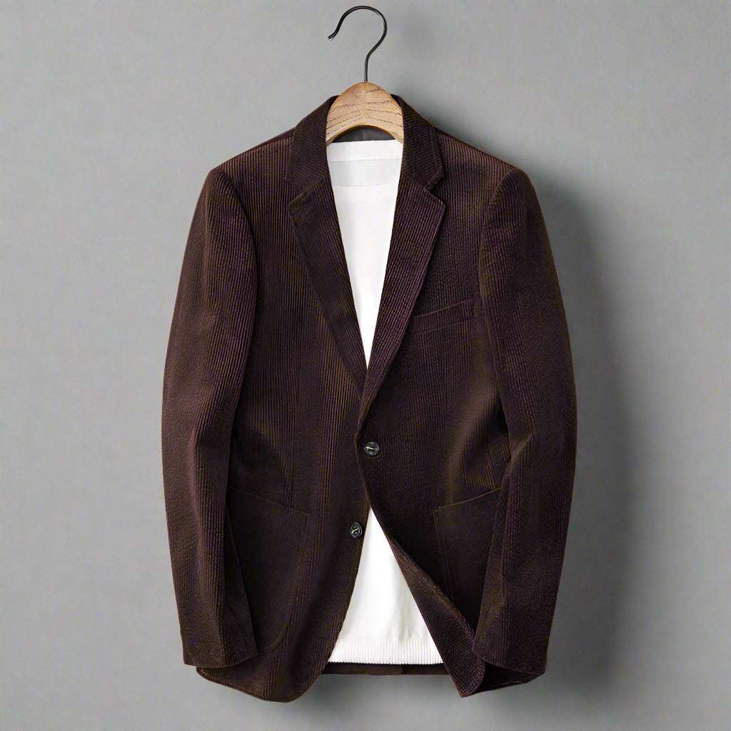 Men's Corduroy Thick Bold Stripes Suit Jacket - ChoreGirl