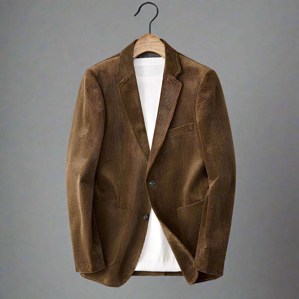 Men's Corduroy Thick Bold Stripes Suit Jacket - ChoreGirl