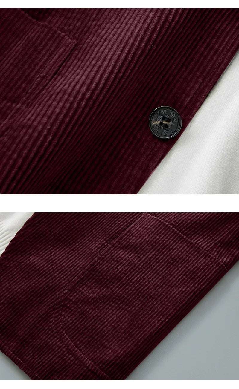 Men's Corduroy Thick Bold Stripes Suit Jacket - ChoreGirl