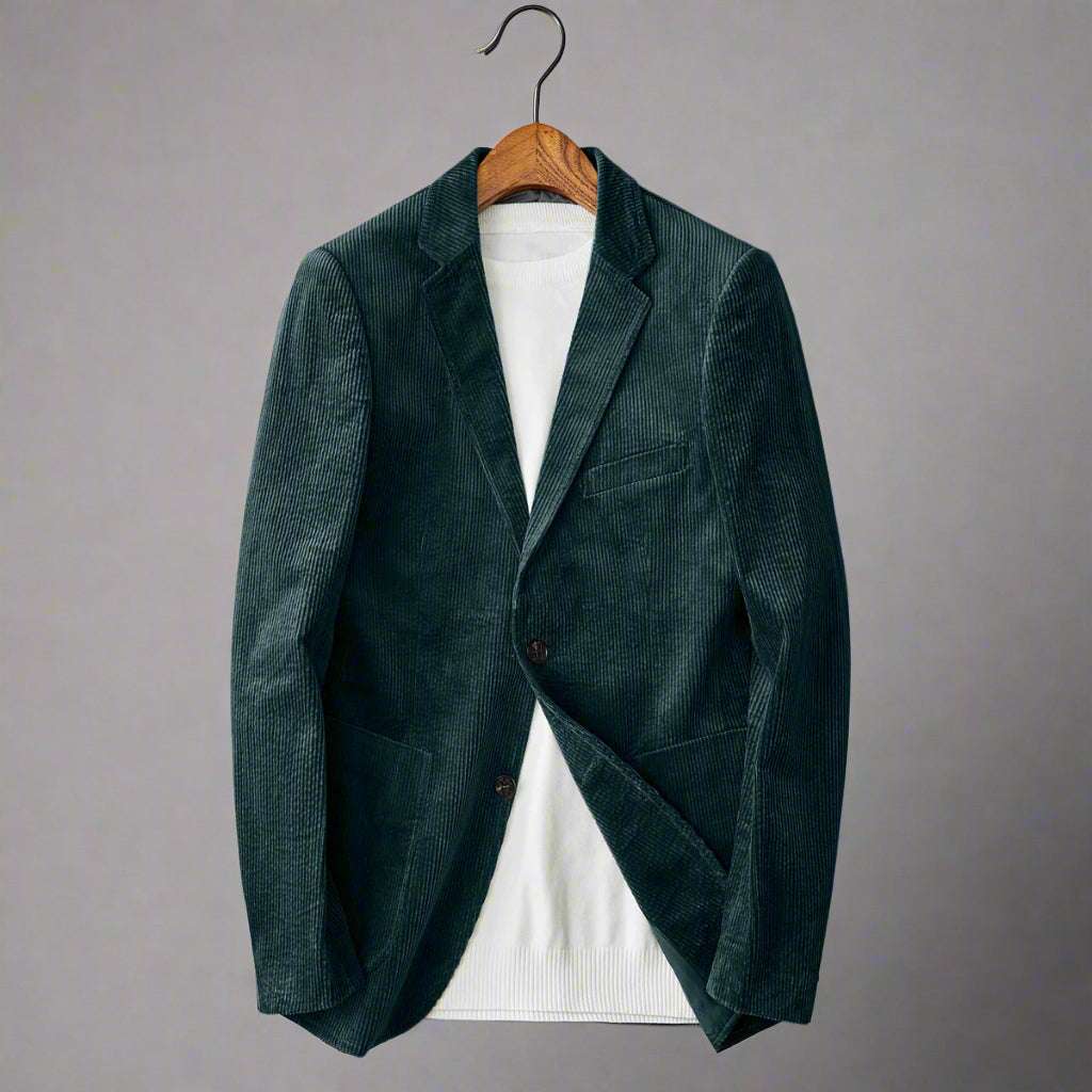 Men's Corduroy Thick Bold Stripes Suit Jacket - ChoreGirl