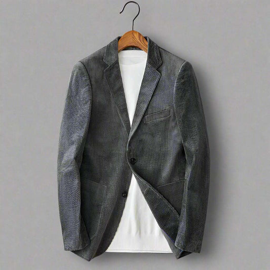 Men's Corduroy Thick Bold Stripes Suit Jacket - ChoreGirl
