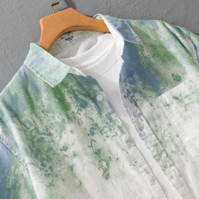 Men's Dyed Short Sleeved Pure Cotton Shirt - ChoreGirl