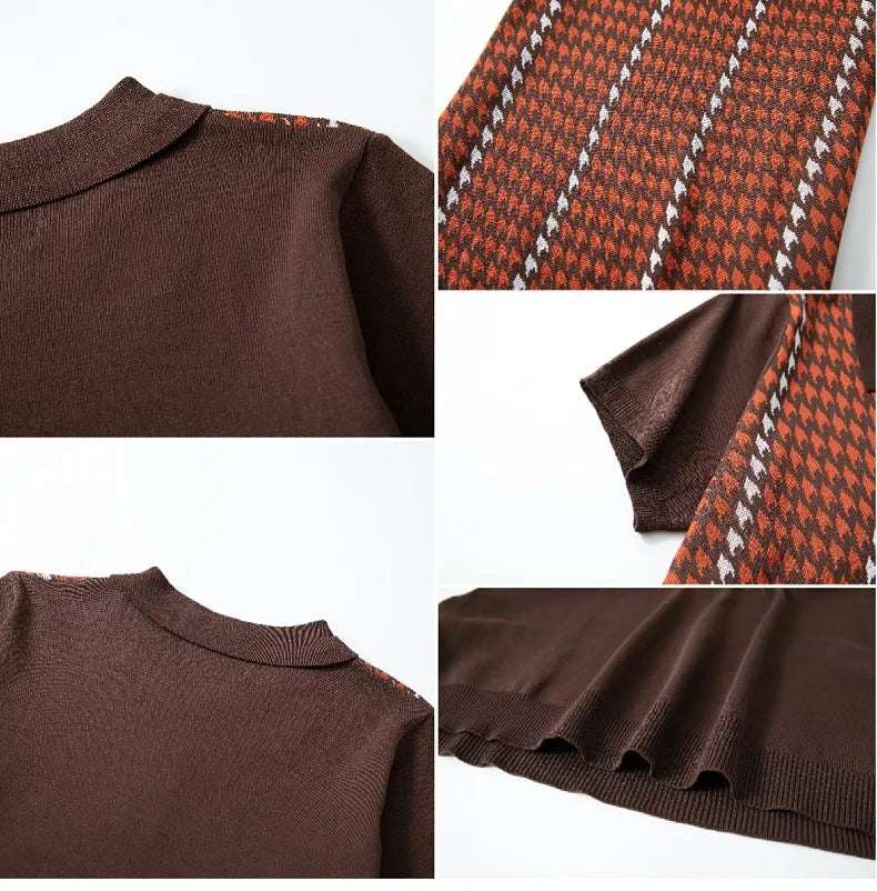 Men's Houndstooth Jacquard High-end Tencel Knitwear Polo Shirt - ChoreGirl