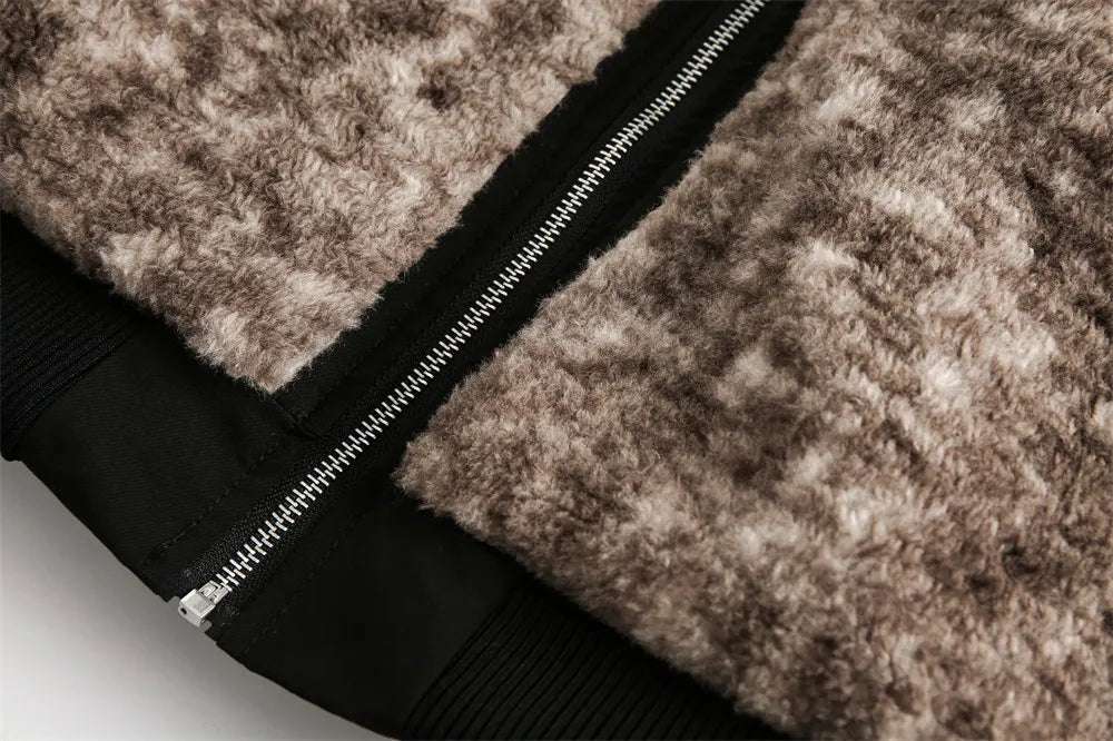 Men's Imitation Fur Leopard Print Double-sided Wear Cotton Coat Jacket with Hood - ChoreGirl