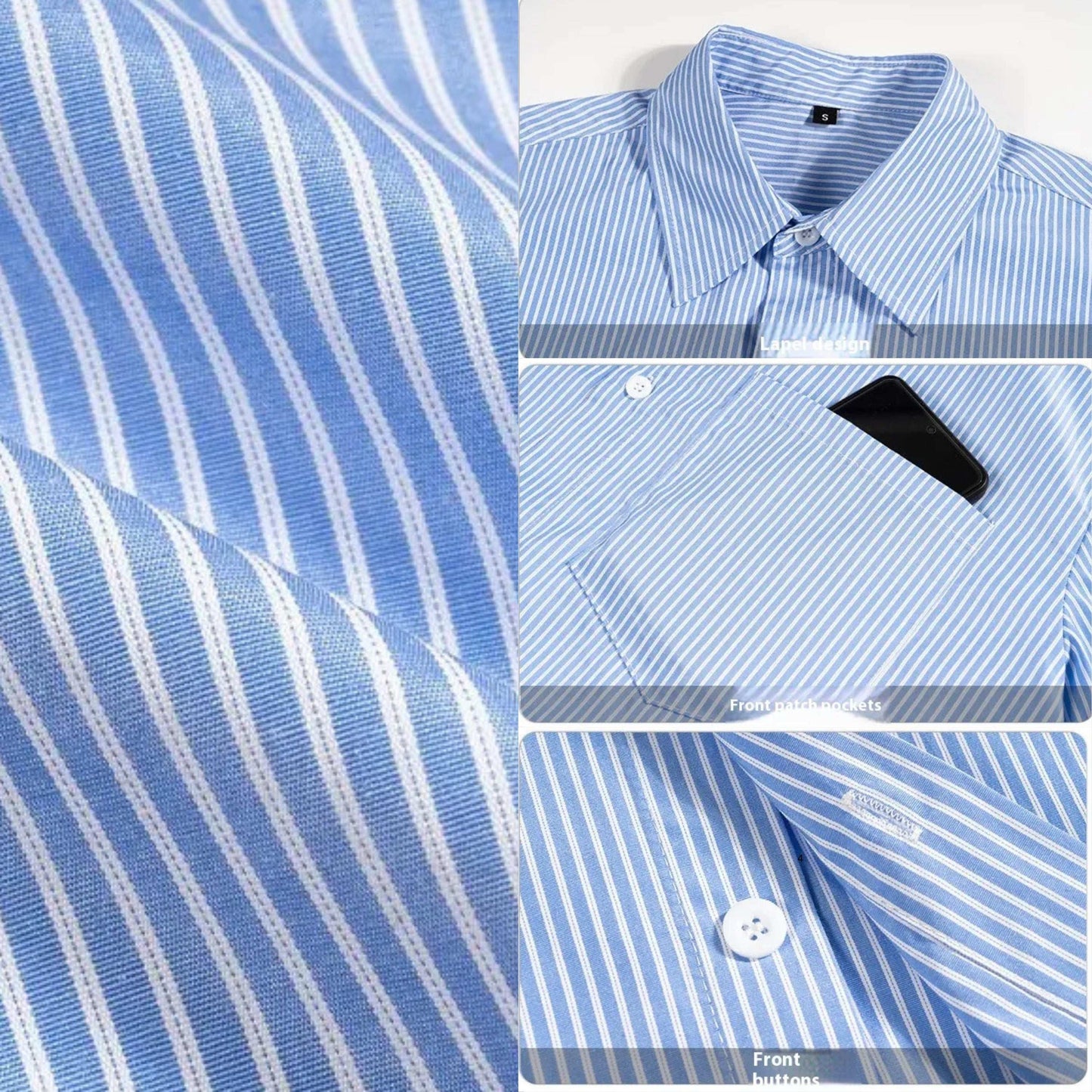 Men's Striped Loose Fit Short Sleeve Short Cut Shirt - ChoreGirl
