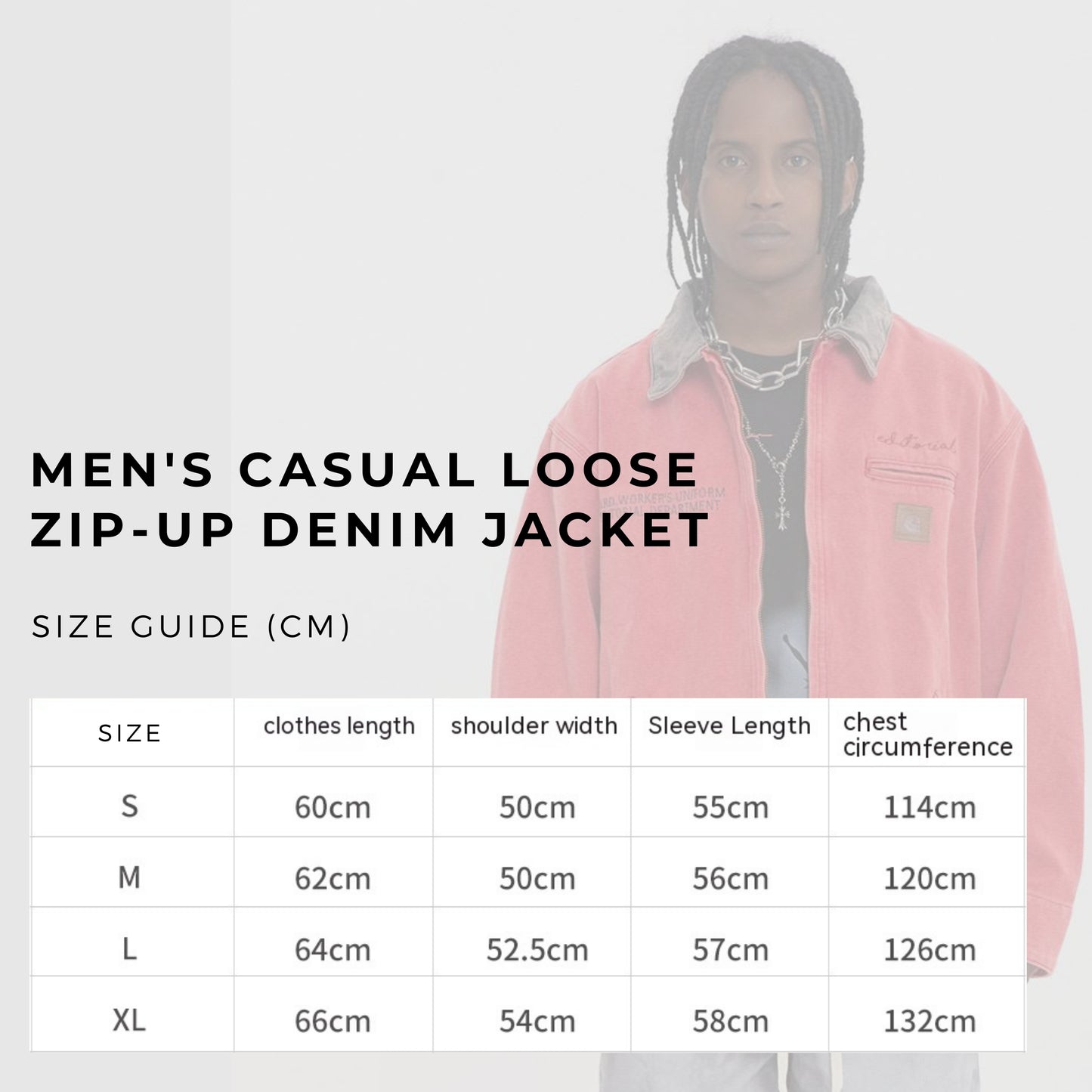 Men's Casual Loose Zip-up Denim Jacket - ChoreGirl