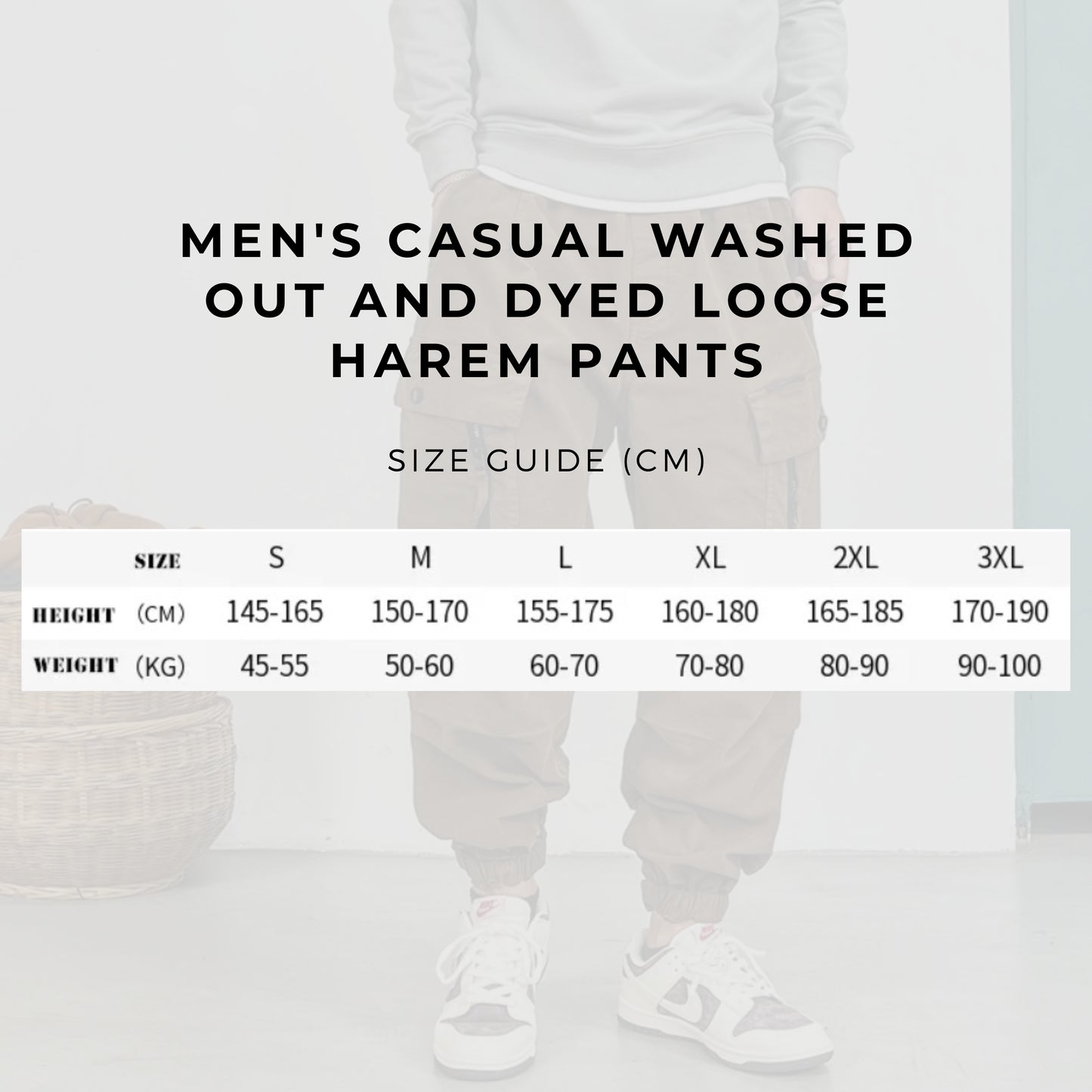 Men's Casual Washed Out And Dyed Loose Harem Pants - ChoreGirl