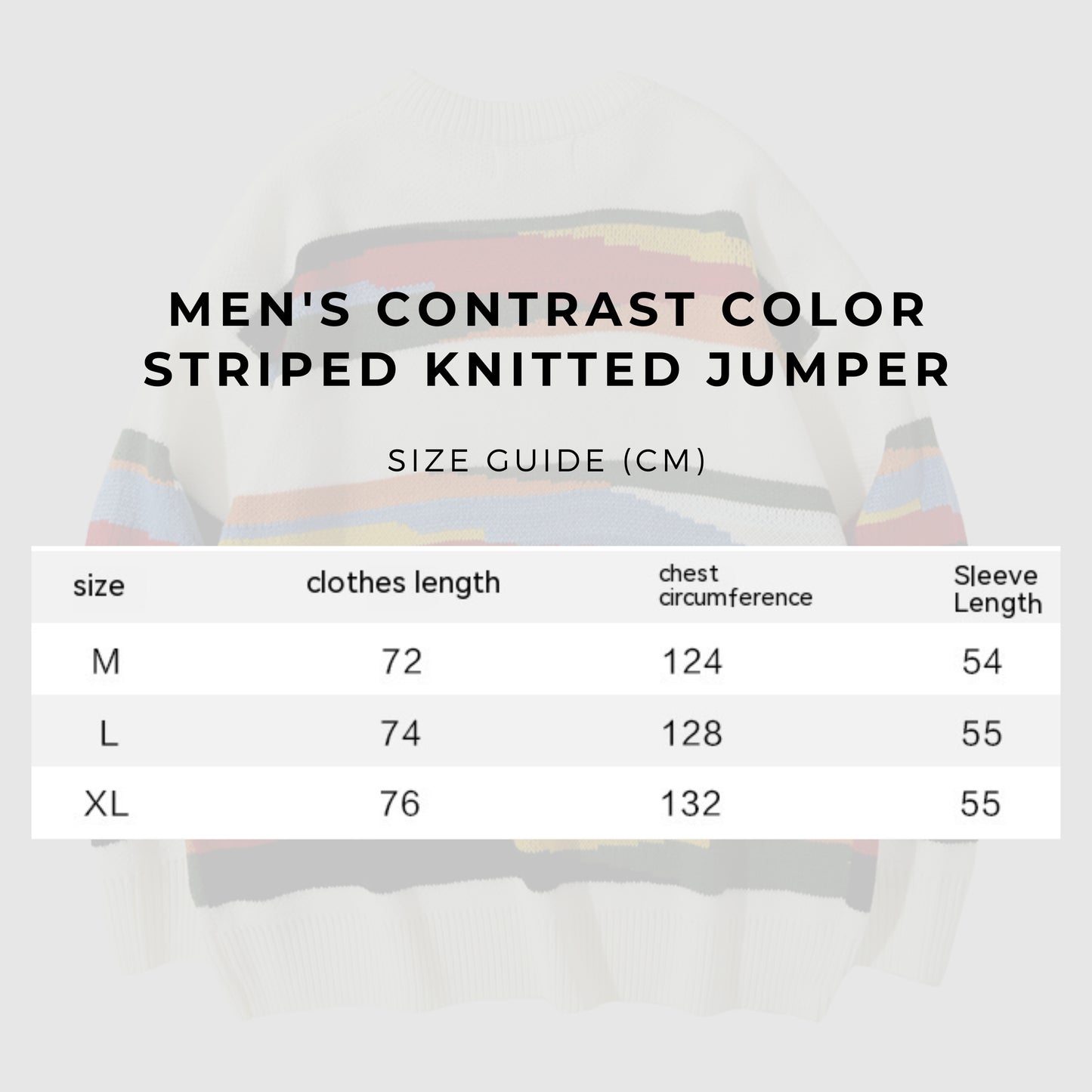 Men's Contrast Color Striped Knitted Jumper - ChoreGirl