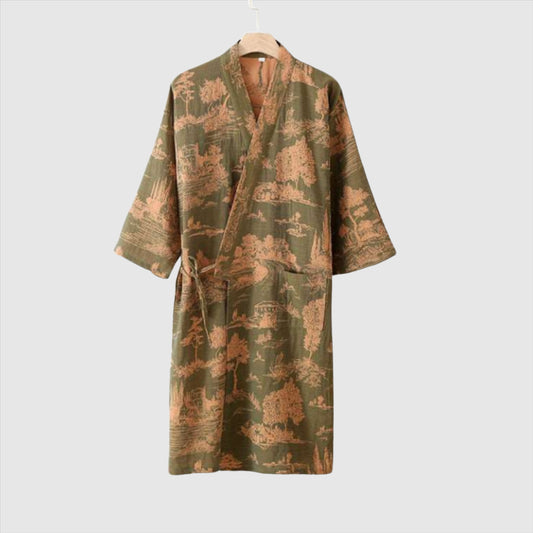 Men's Cotton Kimono Long Robe - ChoreGirl