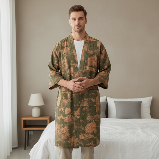 Men's Cotton Kimono Long Robe
