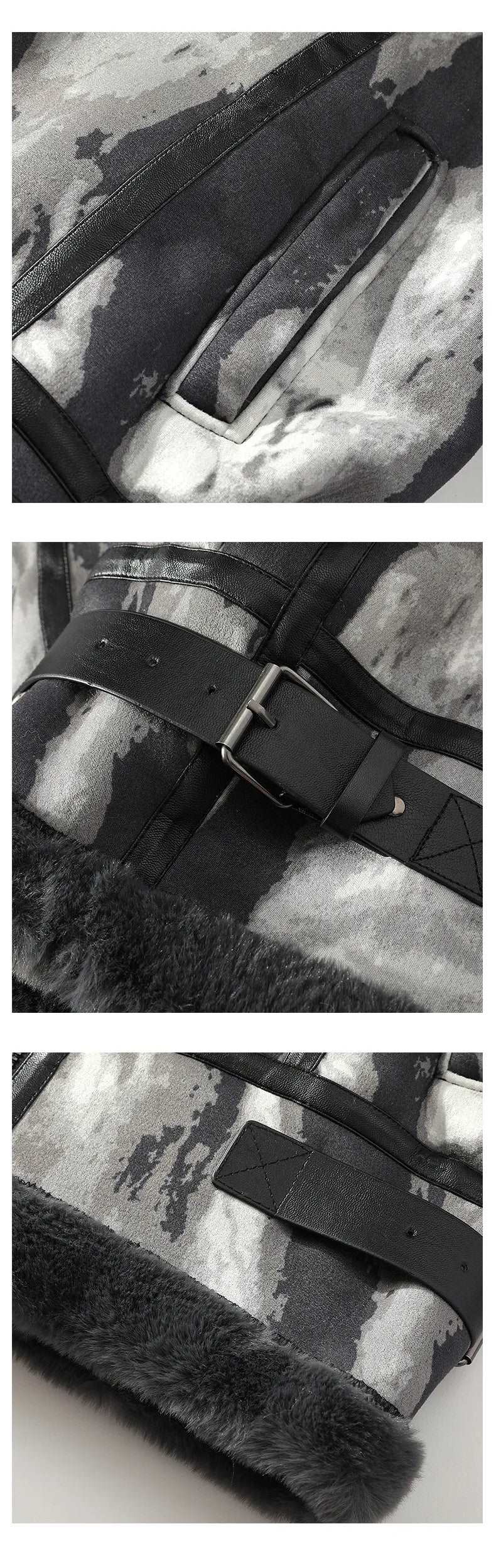 Men's Fur Integrated Fleece-lined Thickened Long Sleeve Coat - ChoreGirl