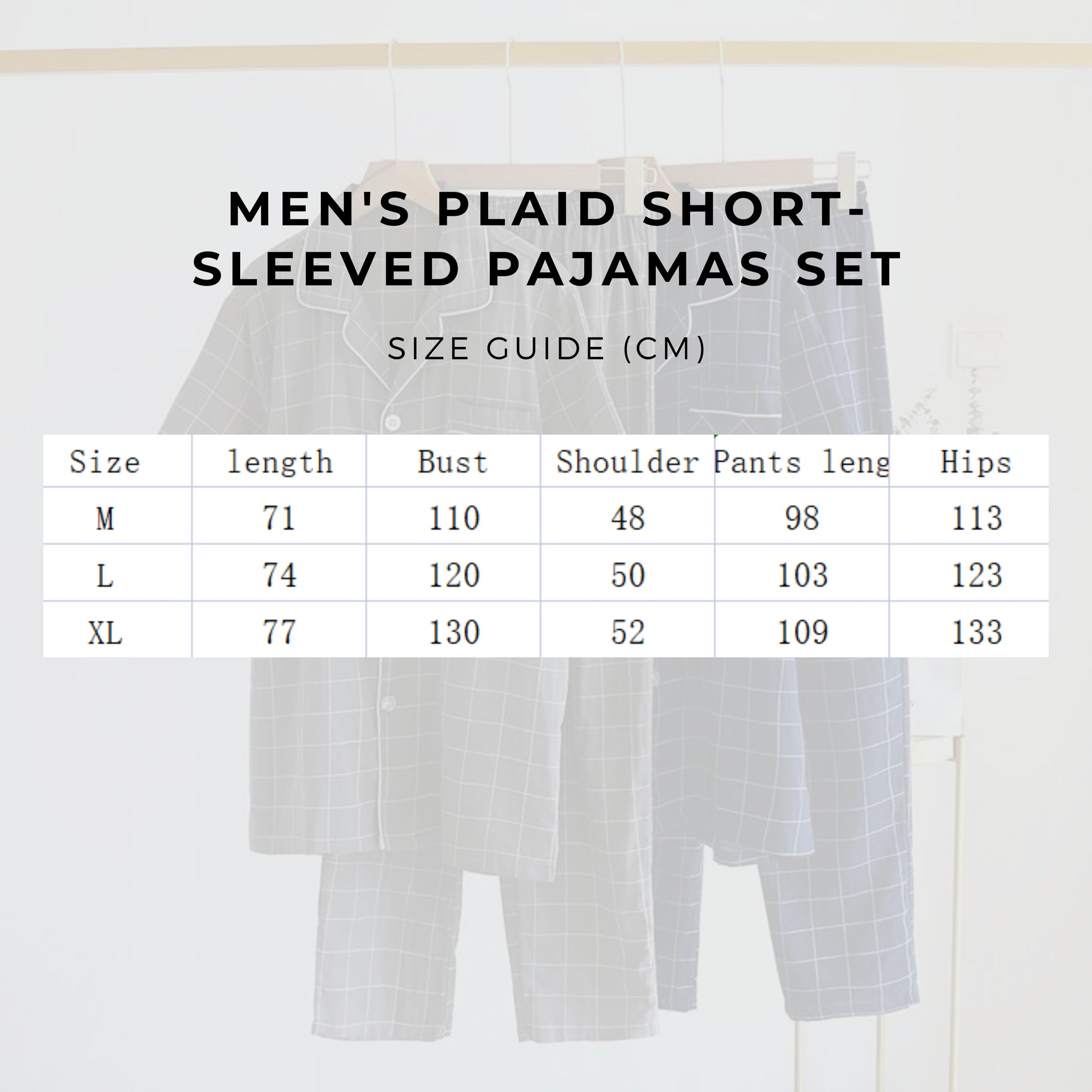 Men's Plaid Short-sleeved Pajamas Set - ChoreGirl